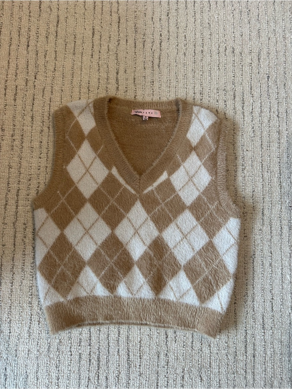 Fuzzy Knit V-Neck Sweater Vest